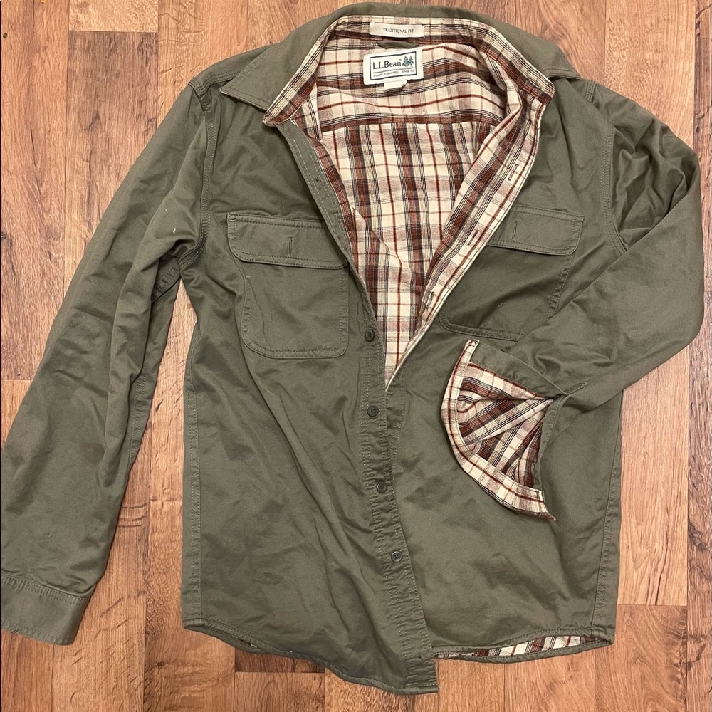 L.L. Bean Men's Flannel-Lined Hurricane Shirt small